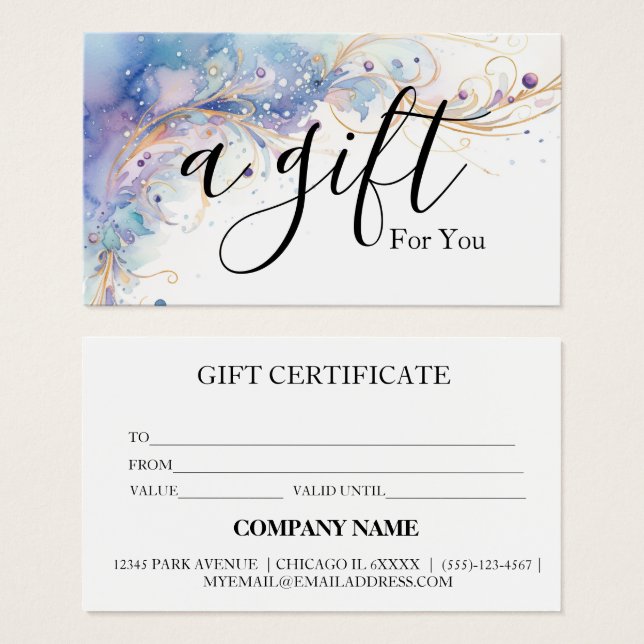 Certificat cadeau d'entreprise simple et moderne (Devant & derrière)
