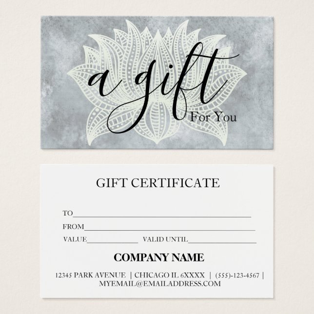 Certificat cadeau d'instructeur de Yoga Studio mod (Devant & derrière)