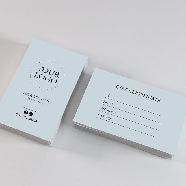 Certificat cadeau du logo commercial Dusty Blue (Créateur téléchargé)