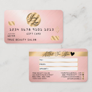 Certificat cadeau du logo de crédit en métal rose 