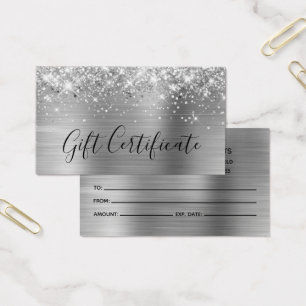 Certificat Cadeau en Feuille d'Argent Pailleté