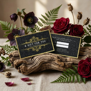 Certificat Cadeau en Lin Broché Floral Noir & Or