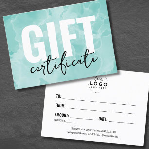 Certificat Cadeau Entreprise Logo Aquarellisé