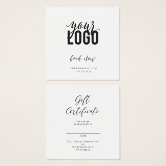 Certificat cadeau et carte de visite