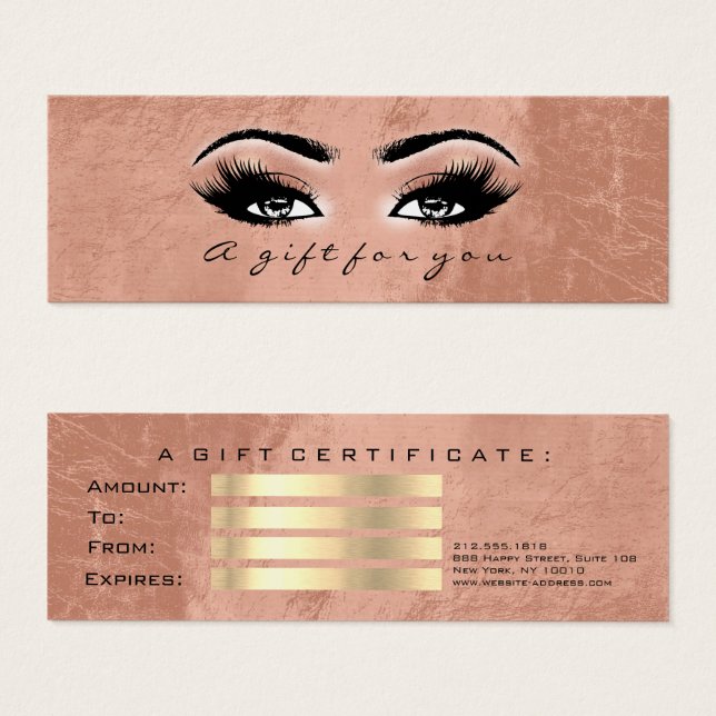 Certificat cadeau Gold Copper Lashes Artiste maqui (Devant & derrière)