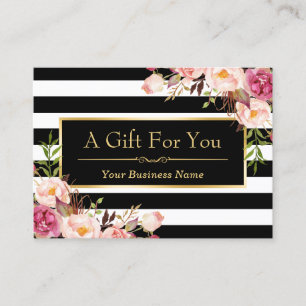 Certificat cadeau Gold Floral Black White Stripes