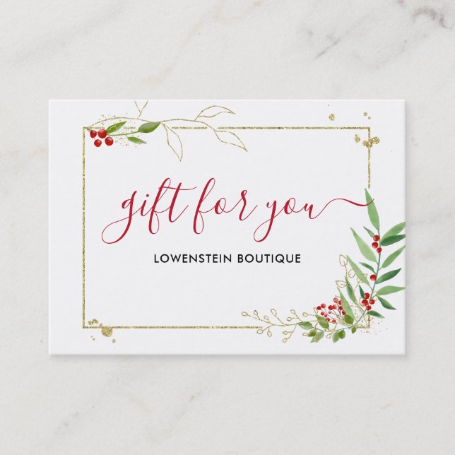 Certificat cadeau Gold Red Berry Holiday (Devant)