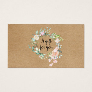 Certificat Cadeau Kraft Guirlande de Roses Rustiqu