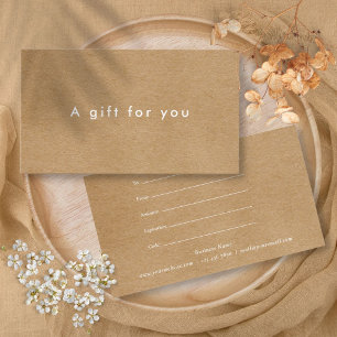 Certificat Cadeau Kraft Rustique Entreprise Minima