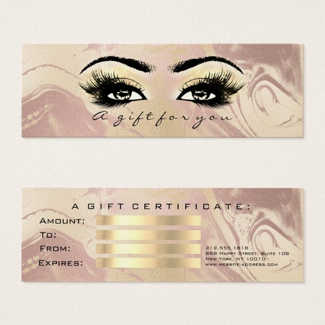 Certificat cadeau Marbre or Lashes Peyes maquillag (Devant & derrière)