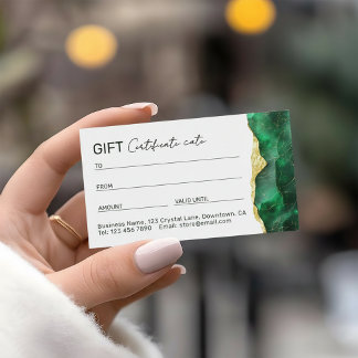 Certificat Cadeau Marbre Vert Emeraude