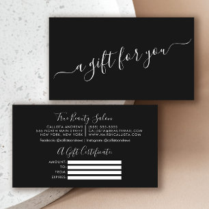 Certificat cadeau minimal en noir blanc