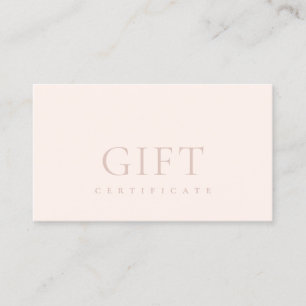 Certificat cadeau minimal rose pâle rose rose