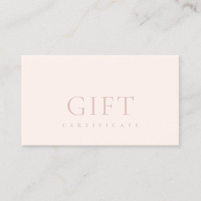 Certificat cadeau minimal rose pâle rose rose (Devant)