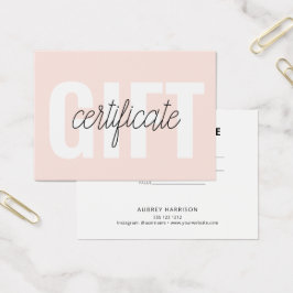 Certificat cadeau moderne minimaliste