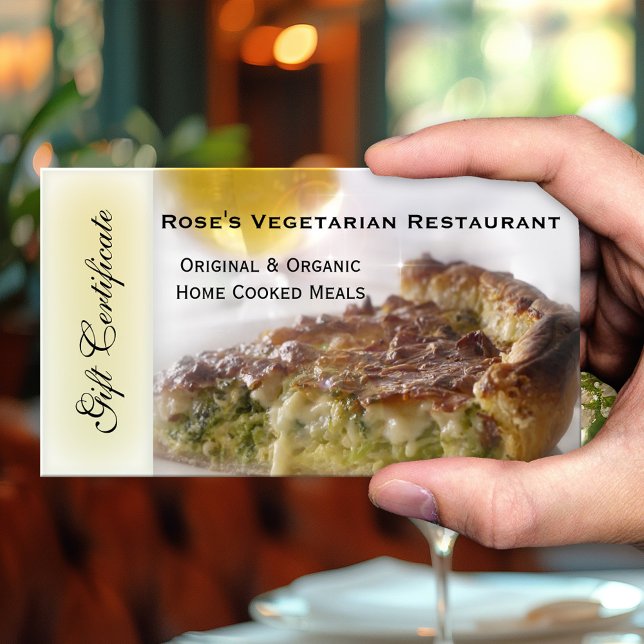Certificat cadeau ou bon cadeau de restaurant (Gift certificate for a vegetarian or vegan restaurant featuring your custom photo)