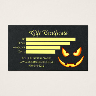 Certificat cadeau - papier noir avec Citrouille Éf