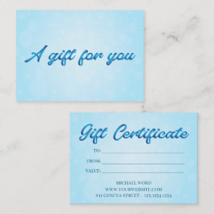 Certificat Cadeau Petite Entreprise Calligraphy Bo