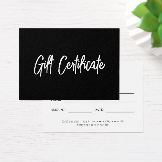 Certificat cadeau pour entreprise moderne noir et  (Bureau)