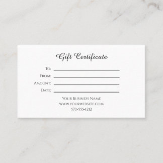 Certificat cadeau pour toute entreprise ou fin