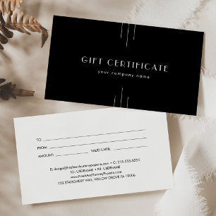 Certificat-cadeau professionnel Art Déco noir EVER