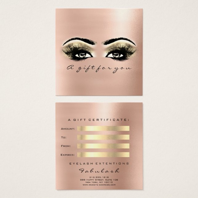 Certificat cadeau Rose Blush Lashes Artiste maquil (Devant & derrière)