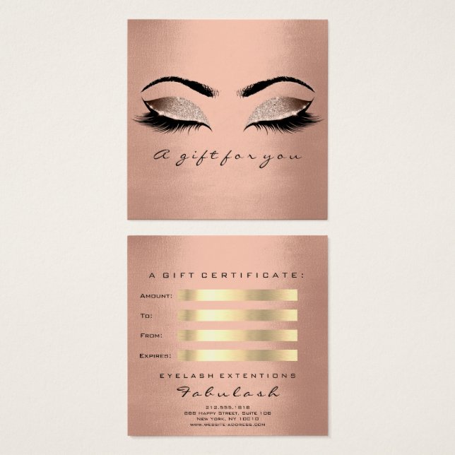 Certificat cadeau Rose Gold Parties scintillant La (Devant & derrière)