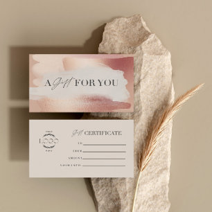 Certificat Cadeau Rose Pâle Élégant en Or Rose