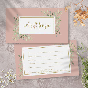 Certificat Cadeau Script Feuilles de Printemps Ros
