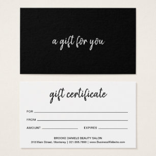 Certificat cadeau simple Black Business moderne