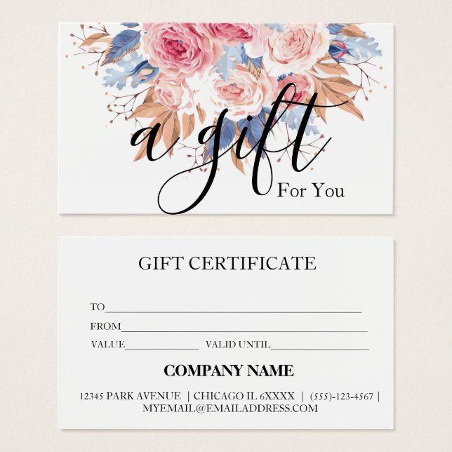 Certificat-cadeau Simple et Moderne pour Entrepris (Devant & derrière)