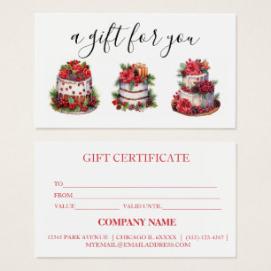 Certificat cadeau simple moderne Boulangerie gâtea