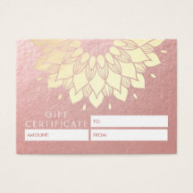 Certificat cadeau YOGA Studio Gold Mandala Fleurs