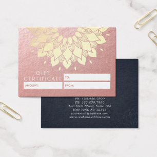 Certificat cadeau YOGA Studio Gold Mandala Fleurs