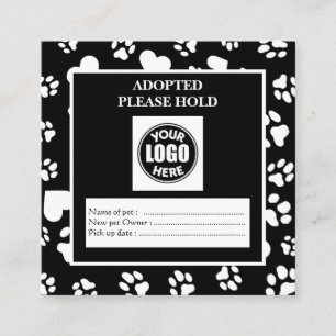 Certificat d'adoption d'animaux de compagnie noir