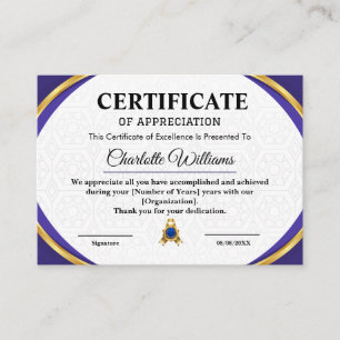 Certificat d'appréciation de reconnaissance des em