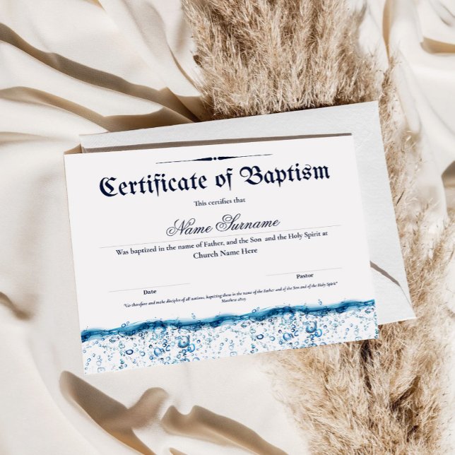 Certificat de baptême Baptême d'eau Feuille de pap (Créateur téléchargé)