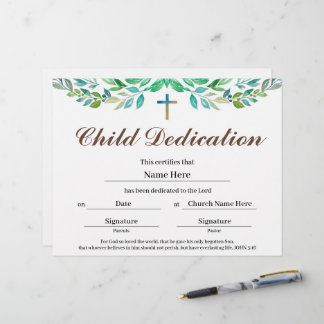 Certificat de dédicace pour enfant de feuille de v