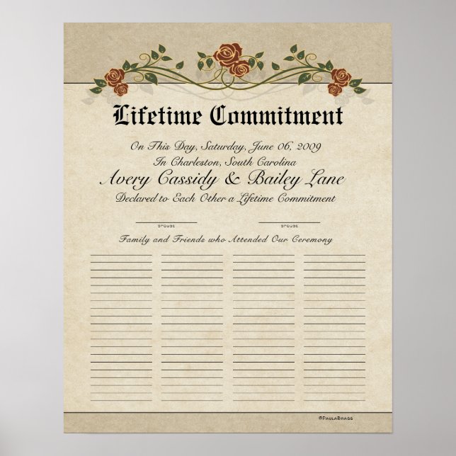 Certificat de Mariage du livre d'or d'engagement à (Devant)