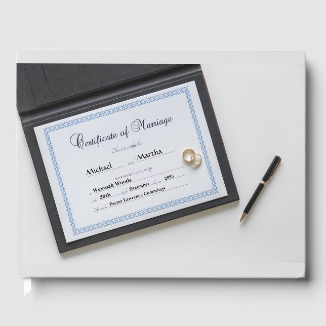 Certificat de mariage Livre d'invité (Recto)