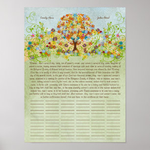 Certificat de Mariage Quaker - Impression d'arbre 