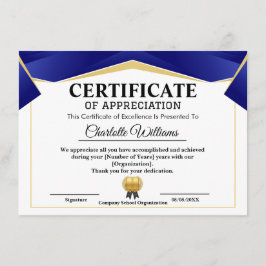Certificat de reconnaissance Or Bleu de Réalisati