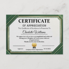 Certificat de reconnaissance or et vert de Réalisa