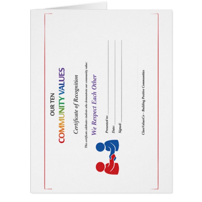 Certificat de respect mutuel (Devant)