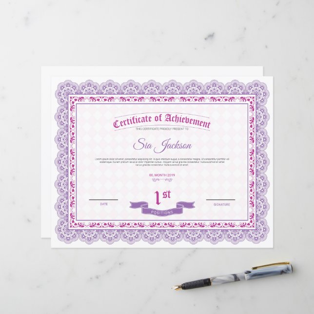 Certificat professionnel de Modèle de réussite (Devant/Arrière en situation)