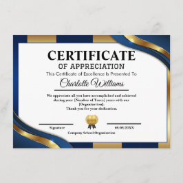 Certificat professionnel de reconnaissance Bleu Or