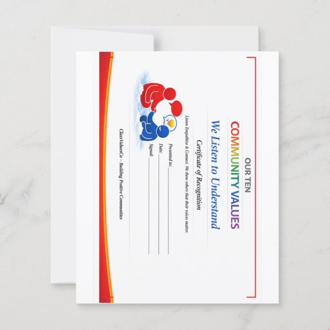 Certificat Valeur à Écouter Petite Feuille de Papi (Devant)