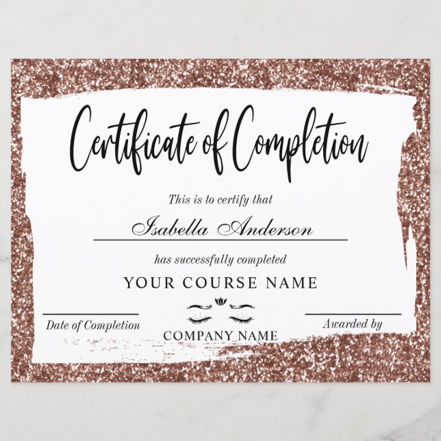 Certificate Of Completion Beauty Award (Vorderseite)