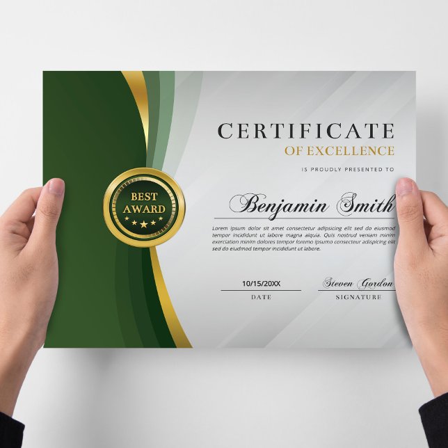 Certificate of Excellence Green & Gold Award (Von Creator hochgeladen)