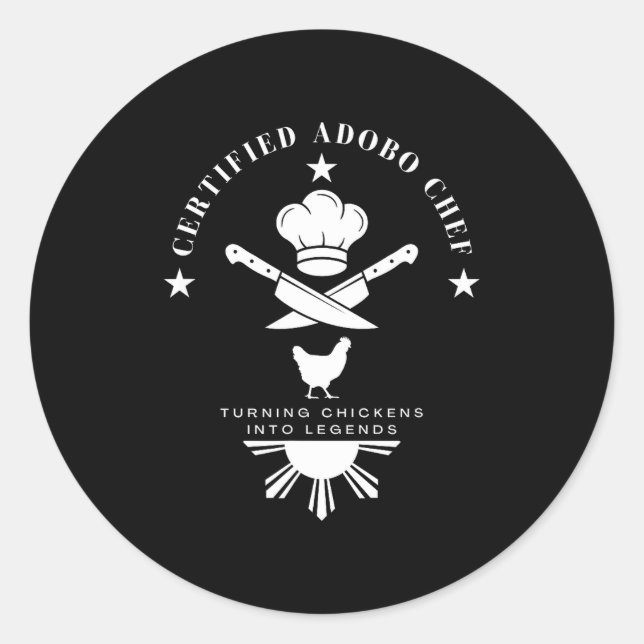 Certified Adobo Chef New Filino Graphics Statement Runder Aufkleber (Vorderseite)